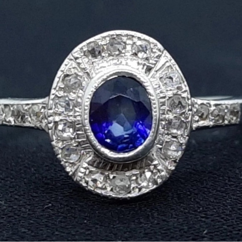 Sapphire and Diamond Sterling Silver Ring